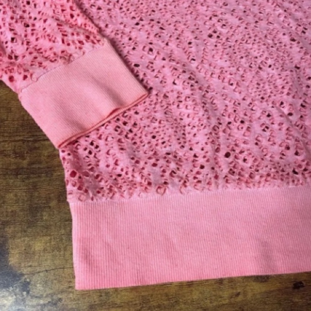 Women's Pink Open-Knit Pullover Sweater